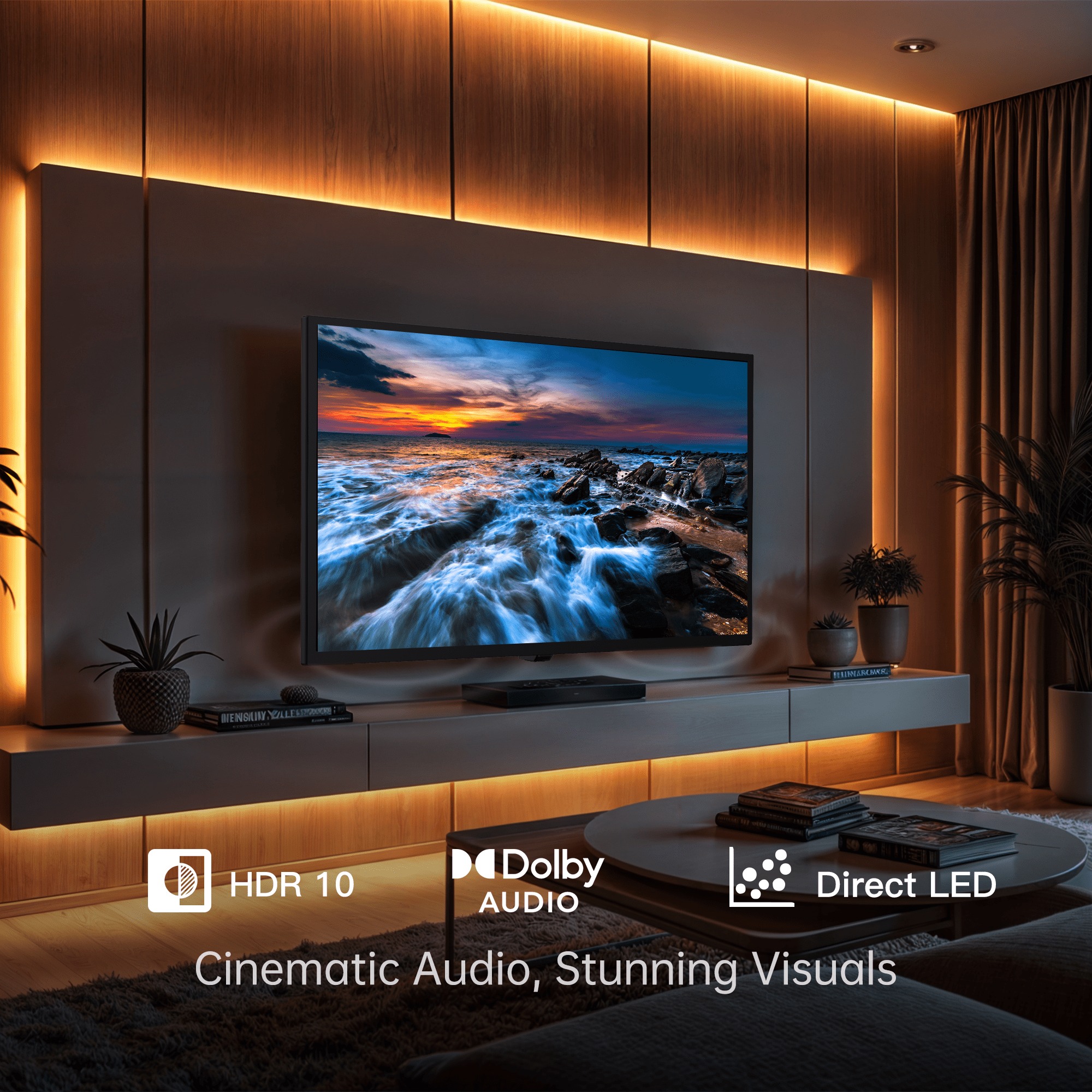 FPD 43-inch Smart TV, 1080P FHD Google TV with Google Play Built-in Google Cast , Dolby Audio, Hdr 10, Flat Television with Assistant Voice Control