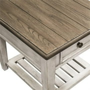 Pemberly Row Modern / Contemporary Off White Wood Drawer End Table