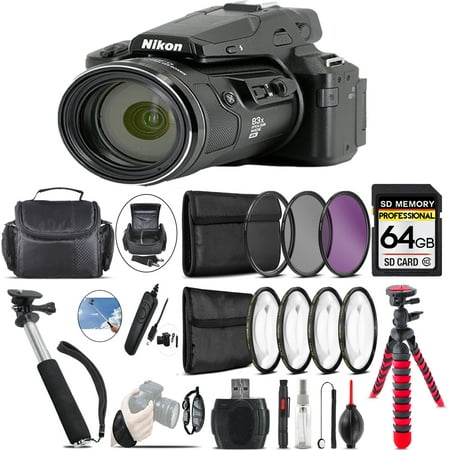 Nikon COOLPIX P950 Digital Camera + Spider Tripod + Case - 64GB Bundle