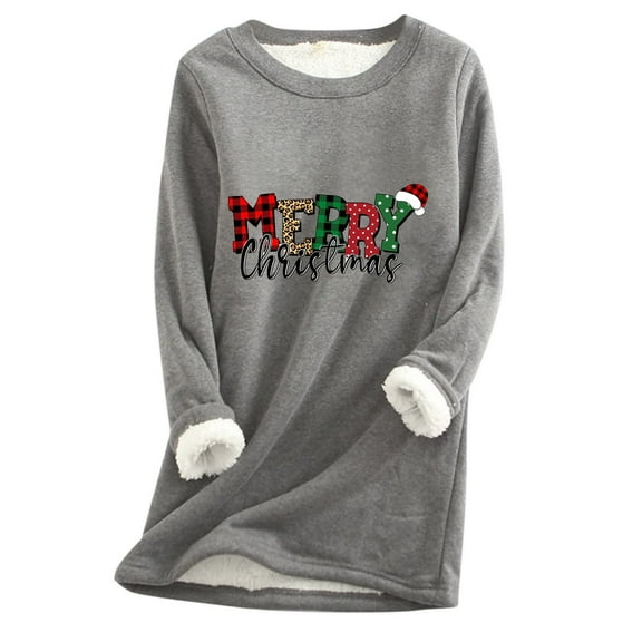 Babysbule Christmas Shirts for Women Fashion Printing Regular Sleeve Winter Loose Vacation Casual Sleeve Round Neck Shirt Tops Tops Fashion