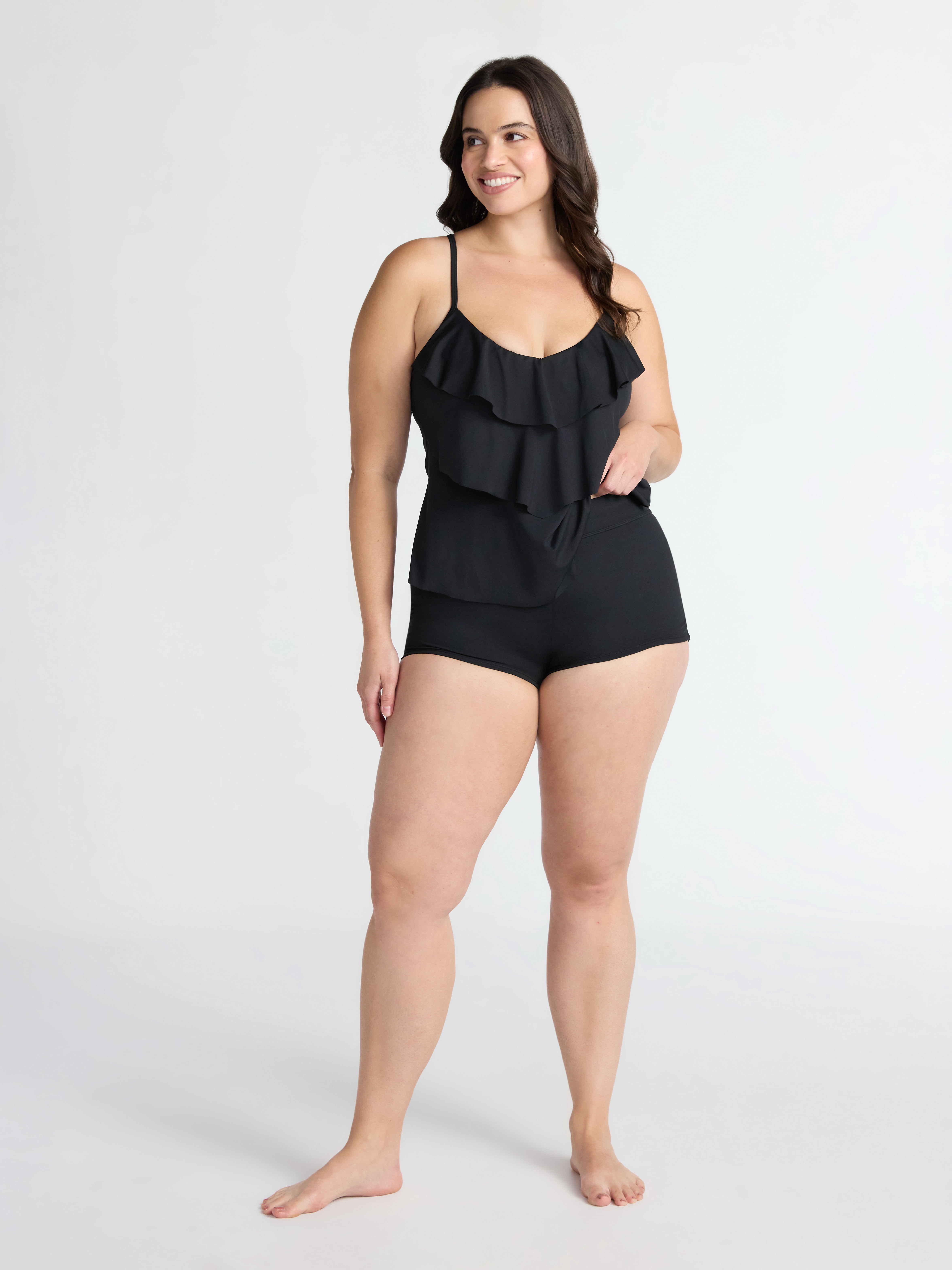 Time and Tru Women's and Women's Plus Shirred Swim Shorts, Sizes XS-2X