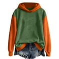 thumbnail image 5 of yoeyez Halloween Hoodies for Women Pumpkin Raglan Sleeve Hooded Sweatshirts Color Block Fall Fashion Pullover Tops Green,S, 5 of 6
