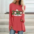 thumbnail image 1 of Hauts de Noël en Solde Femmes Tendance Décontracté Imprimé Col Rond Ample Manches Longues T-Shirt Blouse Pull Rose m, 1 of 1