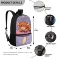 thumbnail image 3 of Jeiento Highland Cow School Backpack for Girls 4-6 6-8 Kids Bookbag with Lunch Box 3Pcs Set Elementary School bag Lunch Bag Pencil Case Boys Mushroom Preschool Back Packs Satchel Purple, 3 of 7