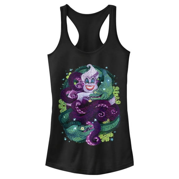 Junior's The Little Mermaid Ursula Portrait  Racerback Tank Top Black 2X Large