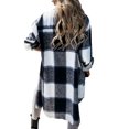 thumbnail image 6 of Qiylii Women Plaid Long Shirt, Long Sleeve Lapel Outerwear Jacket,S-XL, 6 of 7