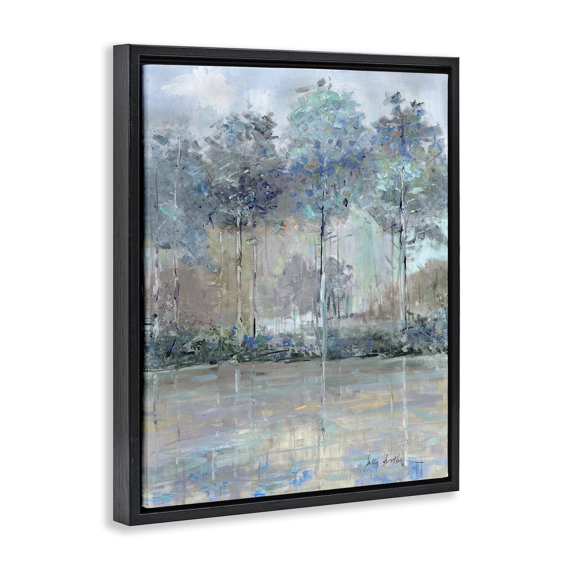 Stupell Industries Subdued Expression of Trees Black Framed Floater Canvas Wall Art, design by Sally Swatland