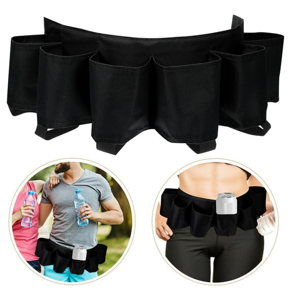 SEWCHICS Black Oxford Fabric Adjustable Beer Belt for Outdoor Adventurers and Athletes, 1 Set and Comfortable