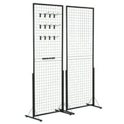 BENTISM 2 x 5.6 Grid Wall Panels Tower, 2 Packs Wire Gridwall Display Racks with T-Base Floorstanding, Double Side Gridwall Panels for Art Craft Shows, Retail Display with Extra Clips and Hooks