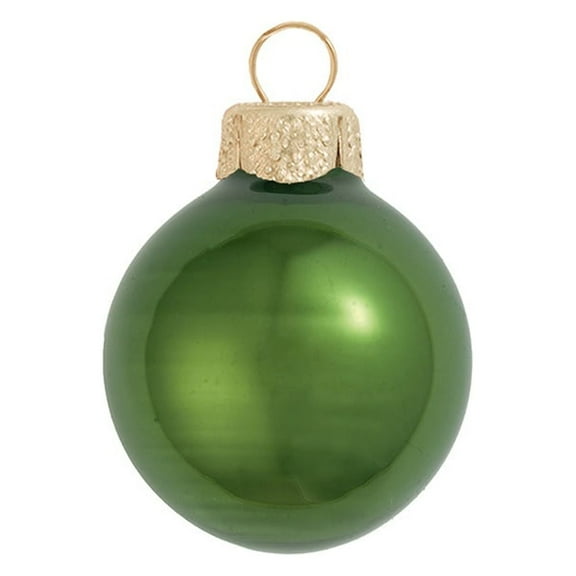 Whitehurst Petite Pearl Finish Glass Christmas Ball Ornaments - 1.25" (30mm) - Green Moss - 40ct