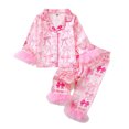 thumbnail image 5 of ITSAME Girls Loungewear Outfit 2-Piece Bow Print Button Down Lapel Shirt and Pants Fall Winter Casual Sleepwear Set Pink Size 2T, 5 of 9