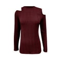 thumbnail image 4 of miqiqism Women Off-the-shoulder Shirts Long Sleeve Ribbed Pullover Tops Casual Round Neck Tunic Blouses for Lady, Loose Lightweight Outfits,01_Wine,Small, 4 of 4