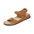 thumbnail image 3 of LTTVQM Walking Sandals for Women Arch Support Orthopedic Platform Open-Toe Casual Sandals Plantar Fasciitis Slip-On Lounge Sport Sandals for Summer Beach Athletic Brown 37(US-6.5), 3 of 5