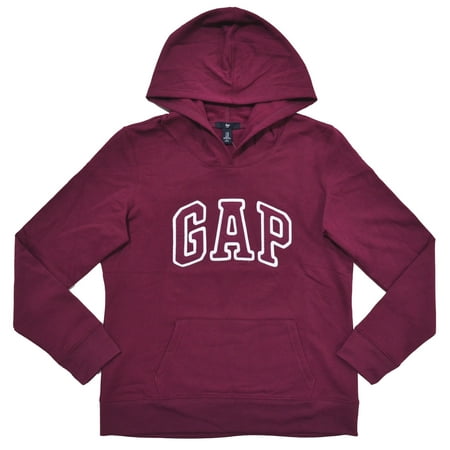 GAP Womens Fleece Arch Logo Pullover Hoodie (S  Maroon)