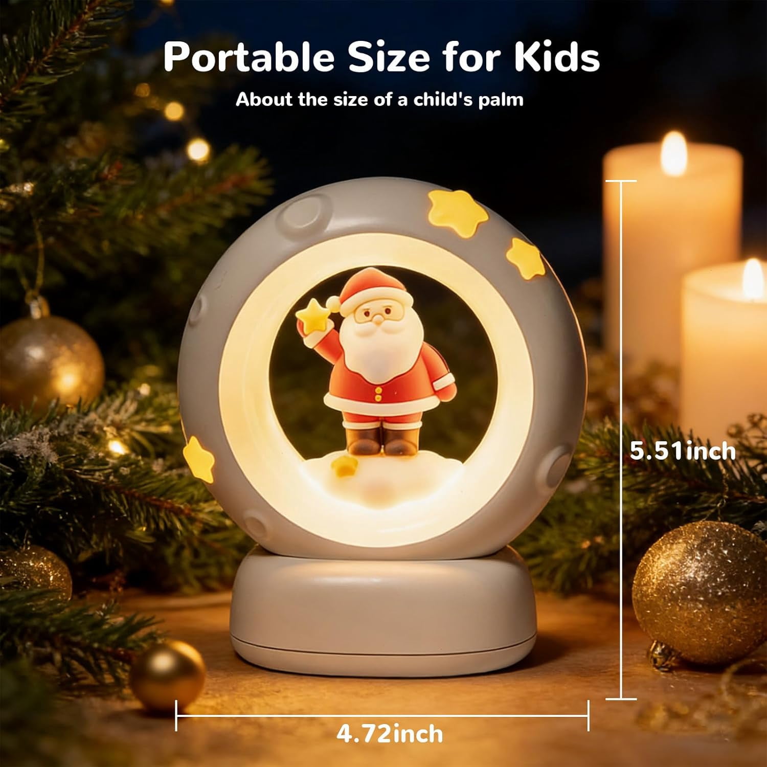 Space Christmas Night Light for Kids Baby, Cute Christmas Tree Nursery Lamp with Touch Sensor, Dimmable Rechargeable Bedside Light, Christmas Gifts for Boys Girls