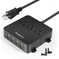 thumbnail image 1 of Power Strip para montaje en pared con 4 puertos USB y 3 enchufes, 1 of 7