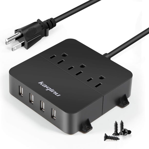 Power Strip para montaje en pared con 4 puertos USB y 3 enchufes