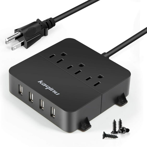 Power Strip para montaje en pared con 4 puertos USB y 3 enchufes