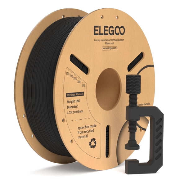 ELEGOO Carbon Fiber PLA Filament 1.75mm Black 1KG, PLA-CF Strong 3D Printer Filament Dimensional Accuracy +/- 0.02mm, 1kg Cardboard Spool(2.2lbs) Fit