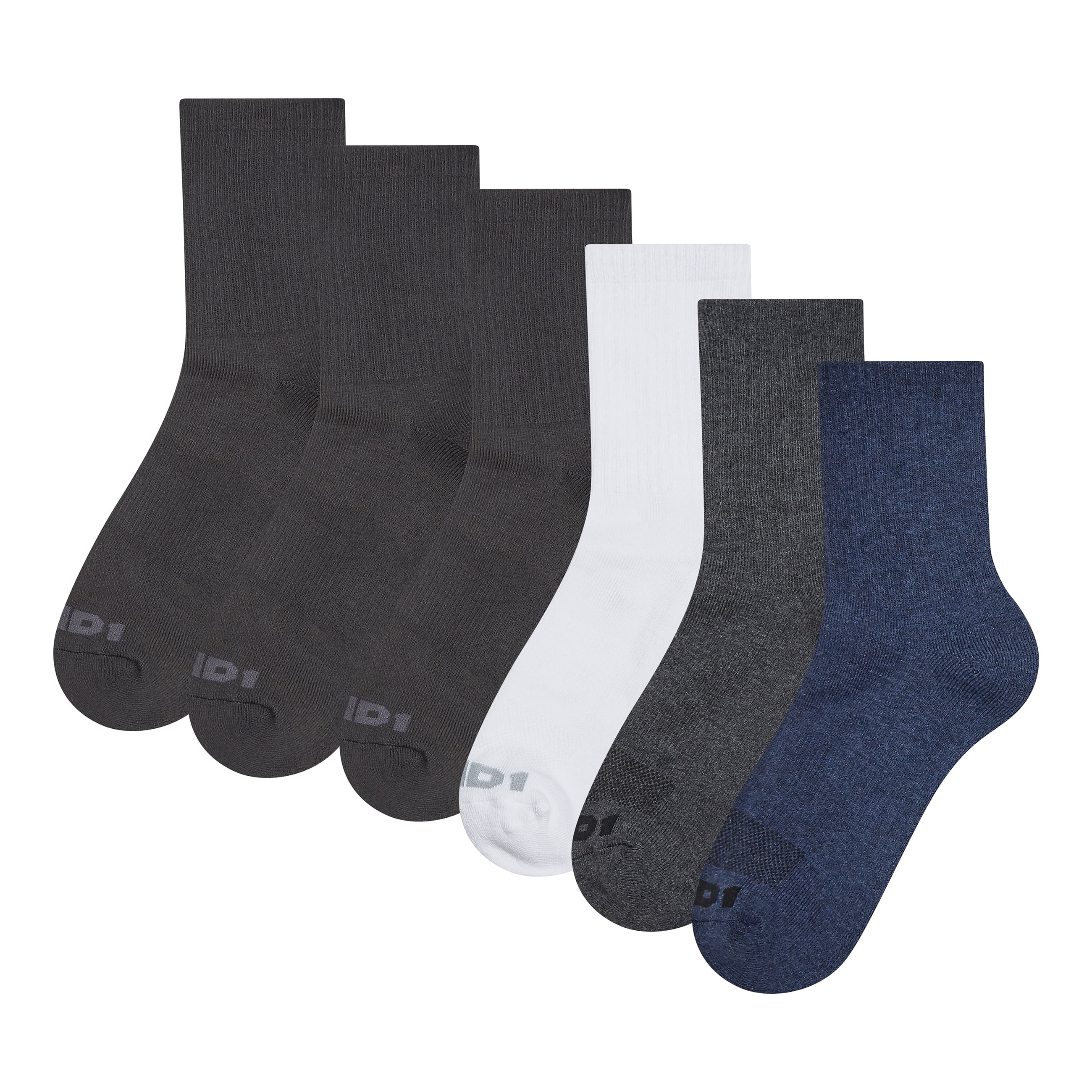AND1 Men's Socks, Performance Cushion Mid Crew Socks, 6-Pack