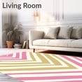 thumbnail image 2 of ODIKA 2'x3' Machine Washable Non-Slip Area Rug, Contemporary Band With Gradient Transitions High Traffic Rug with Pad, Pink, 576702, 2 of 8