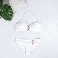 thumbnail image 5 of TEVEQ Women Bikini Split Swimsuit Set Neck Hanging U Decoration Two Swimsuit Set Swim Suits for Women 2025 Bikini Sets for Women Bathing Suit for Women Bikini 2025 New Triangle Bikini Sets White M, 5 of 6