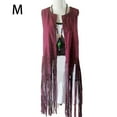 thumbnail image 1 of Gilet Sans Manches pour Femmes, Ouvert à l'Avant, Style Western, Respirant, à Franges, Jupe, Taille Rétractable, Cardigan, Gilet pour Usage Quotidien, Rouge Vin, m, 1 of 6