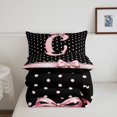 thumbnail image 5 of Manfei Personalized Letter C Twin Comforter Sets,Pink Bow Bedding Set,Black Reversible,2-Piece,1 Comforter and 1 Pillowcase, 5 of 7