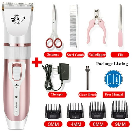11Pcs Professional 5-Speed Mute Electric Pet Dogs Hair Trimmers Electric Rechargeable Shaver DIY for Pet Cat Hair Clipper Cordless Grooming Trimmer Scissors Cutting Machine