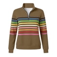 thumbnail image 7 of DIOAZUD Women's 1/4 Zip Pullover Sweatshirts Striped Stand Collar Long Sleeve Sweatshirt Casual Fall Tops for Daily Wear, 7 of 7