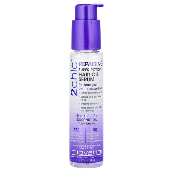 Giovanni 2chic Repairing Super Potion Hair Oil Serum, Blackberry & Coconut Oil 2.75 oz