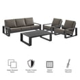 thumbnail image 3 of 4 pcs Lounge Sectional Sofa Table Set, Gray, Aluminum, Outdoor Patio Balcony Cafe Bistro Garden Hospitality Restaurant, Modern Contemporary, HB37976, 3 of 10
