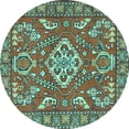 thumbnail image 1 of Ahgly Company Indoor Round Persian Turquoise Blue Traditional Area Rugs, 6' Round, 1 of 4