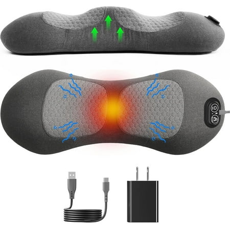 Triple Fusion Back Massager, 3-in-1 Electric Lumbar Support Pillow with Stretching, Vibration & Heat for Lower Back Pain Relief, Deep Tissue Relaxation at Home, Office or in Car