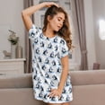 thumbnail image 3 of Yiaed Skiing Penguin Funny Print Women's Loose-Fit Short Sleeve Nightgown, Soft and Comfortable Sleep Dress for Relaxation and Sleepwear, 3 of 6