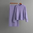 thumbnail image 2 of SRZYMJ Women Knit Sweater Dress Set Long Sleeve High Neck Pullover Top And Midi Skirt Two Piece Outfit Casual Floral Jacquard Design, 2 of 9