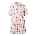 thumbnail image 4 of Pajama Set Women Trendy Easter Short Sleeve Button Shirt Shorts Womens Pjs,Red,L, 4 of 9