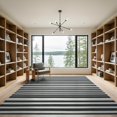 thumbnail image 2 of ODIKA 9'x12' Washable Area Rug Under Door Striped Farmhouse Pinstripe Layering Stripe Front for Great Room, Indoor Concept, Large Living Low Pile, Flatwoven, 2 of 7