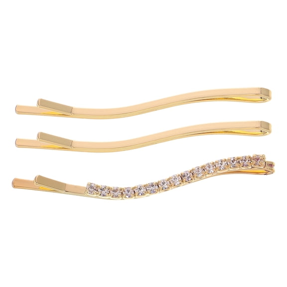 BESTYASH 3Pcs Cute Hair Pins Rhinestone Barrette Elegant Design Golden Iron Hair Styling Accessories For Women