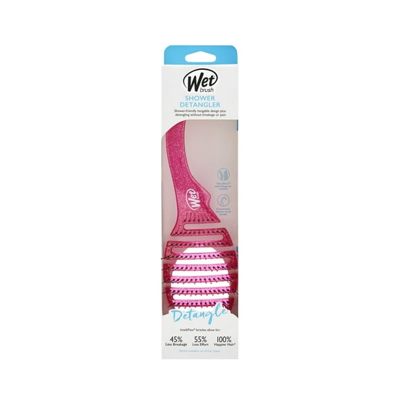 Wet Brush Hair Detangler, Pink Glitter, Soft Bristle Hair Brush for All Hair Types, 1 Ct