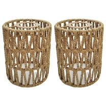 2 Pack Rattan Lamp Shade Small Boho Shades Replacement - Pendant Sconce Shade Ceiling Fan Light Covers Cylinder Woven Lampshade for Floor Lamps Pendant Light Chandelier Wall Sconces(Khaki)
