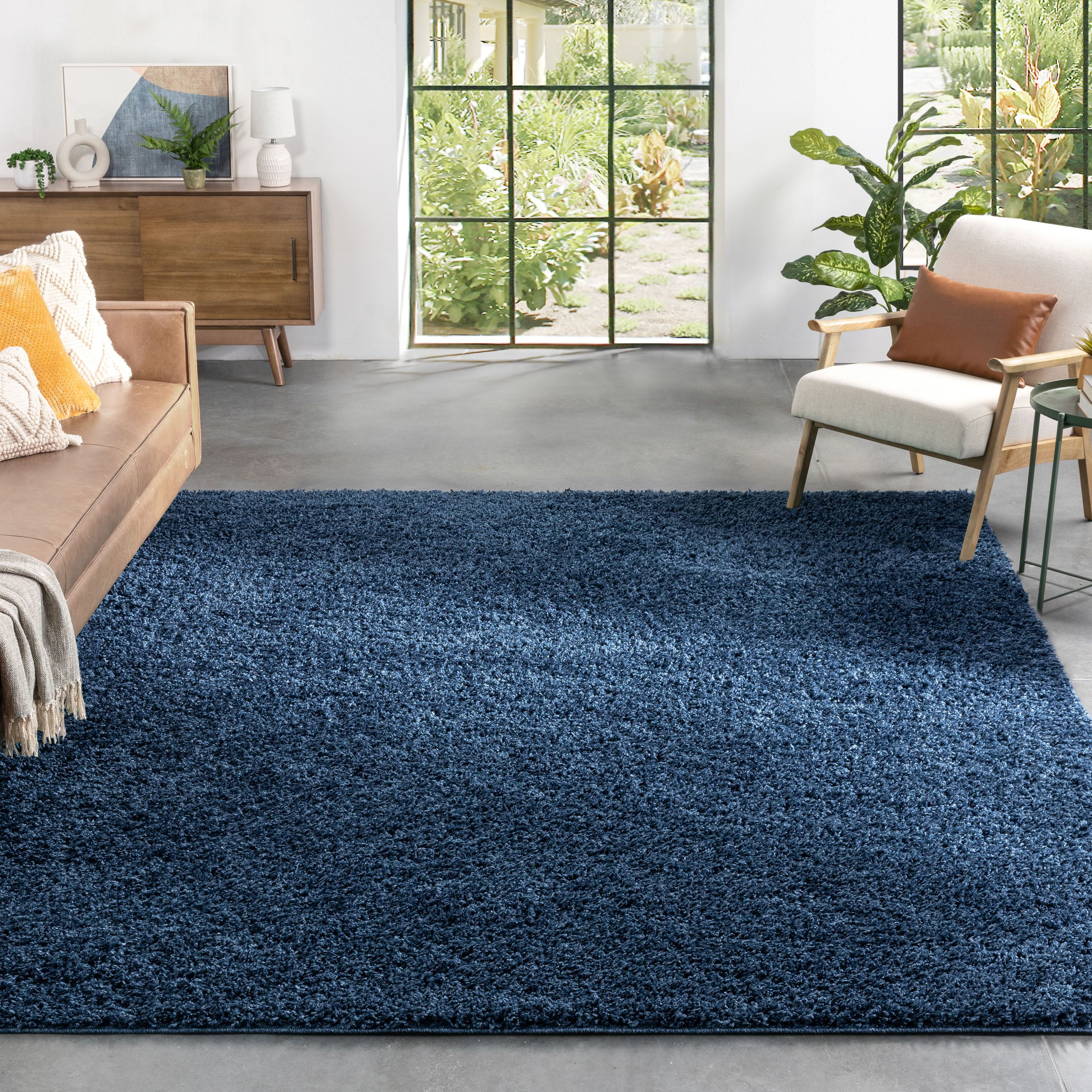 Well Woven Elle Basics Emerson Shag Dark Blue Textured Area Rug