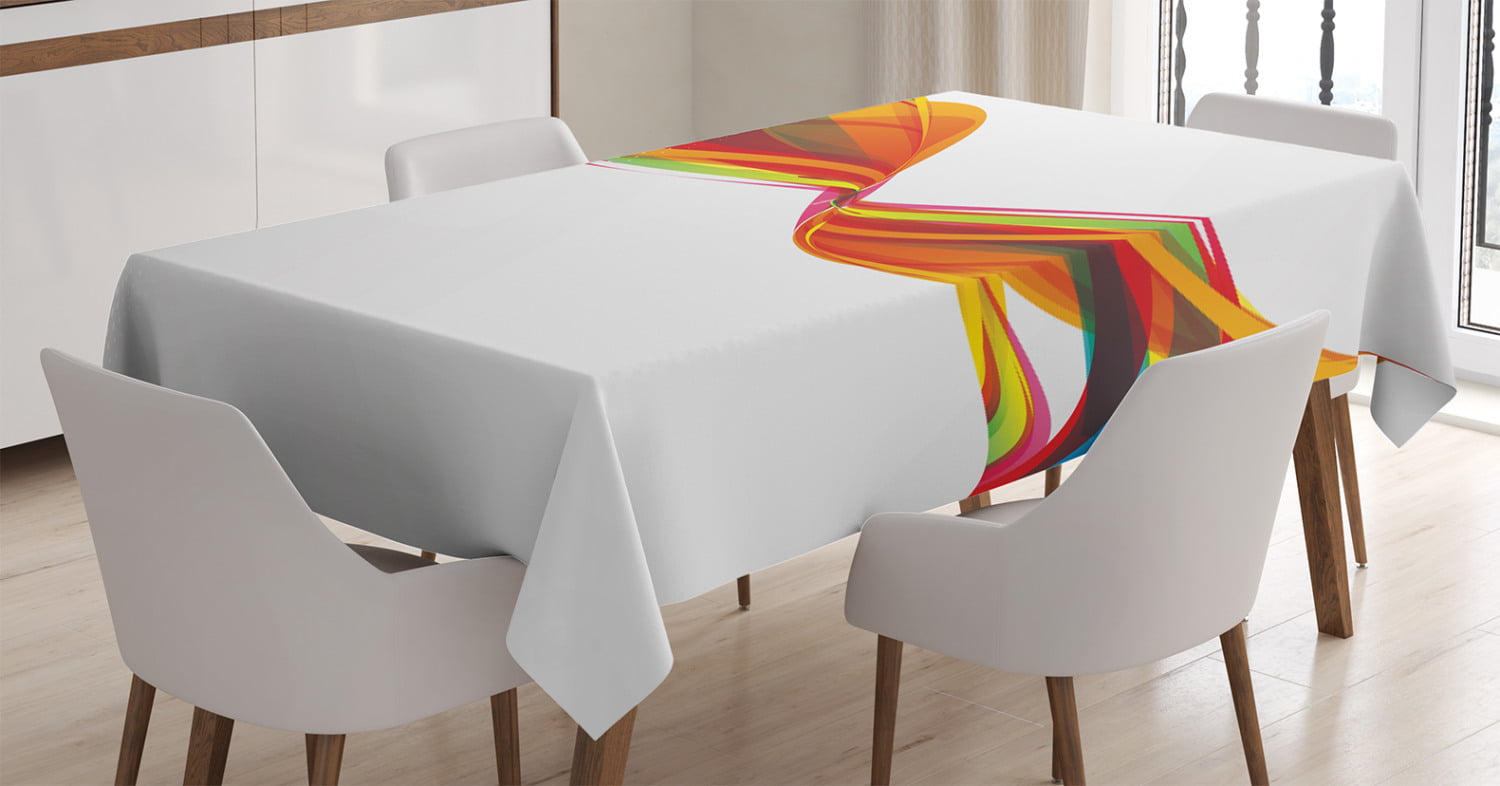 60 X 90 Multicolor Rectangular Table Cover for Dining Room Kitchen Decor Modern Graphic Design with Smoky Rainbow Inspired with Cool Details Artprint Ambesonne Abstract Tablecloth