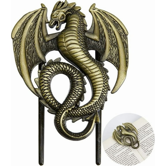 Vintage Book Clips Dragon Metal Antique Bronze Bookmark Free Your Hands Page Open Holder for Journals Books for Book Lovers Office Workers Readers Writers While Writing