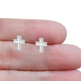 thumbnail image 6 of Cross Stud Earrings CZ 925 Sterling Silver 11.4mm, 6 of 6
