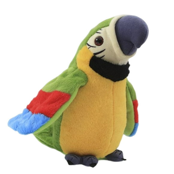 Hi,Fancy Talking Parrot Coated Surface Exquisite Plush Toy Long-lasting Flexible Bird Toys with Battery Power Supply for Baby Good Gifts Green