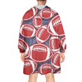 thumbnail image 2 of Red Footballs on Blue Pattern Wearable Oversized Blanket,Wearable Blanket Hoodie for Adults,Cozy Hooded Blankets with Super Pockets,Super Warm Fuzzy Pullover for Women & Men, 2 of 6