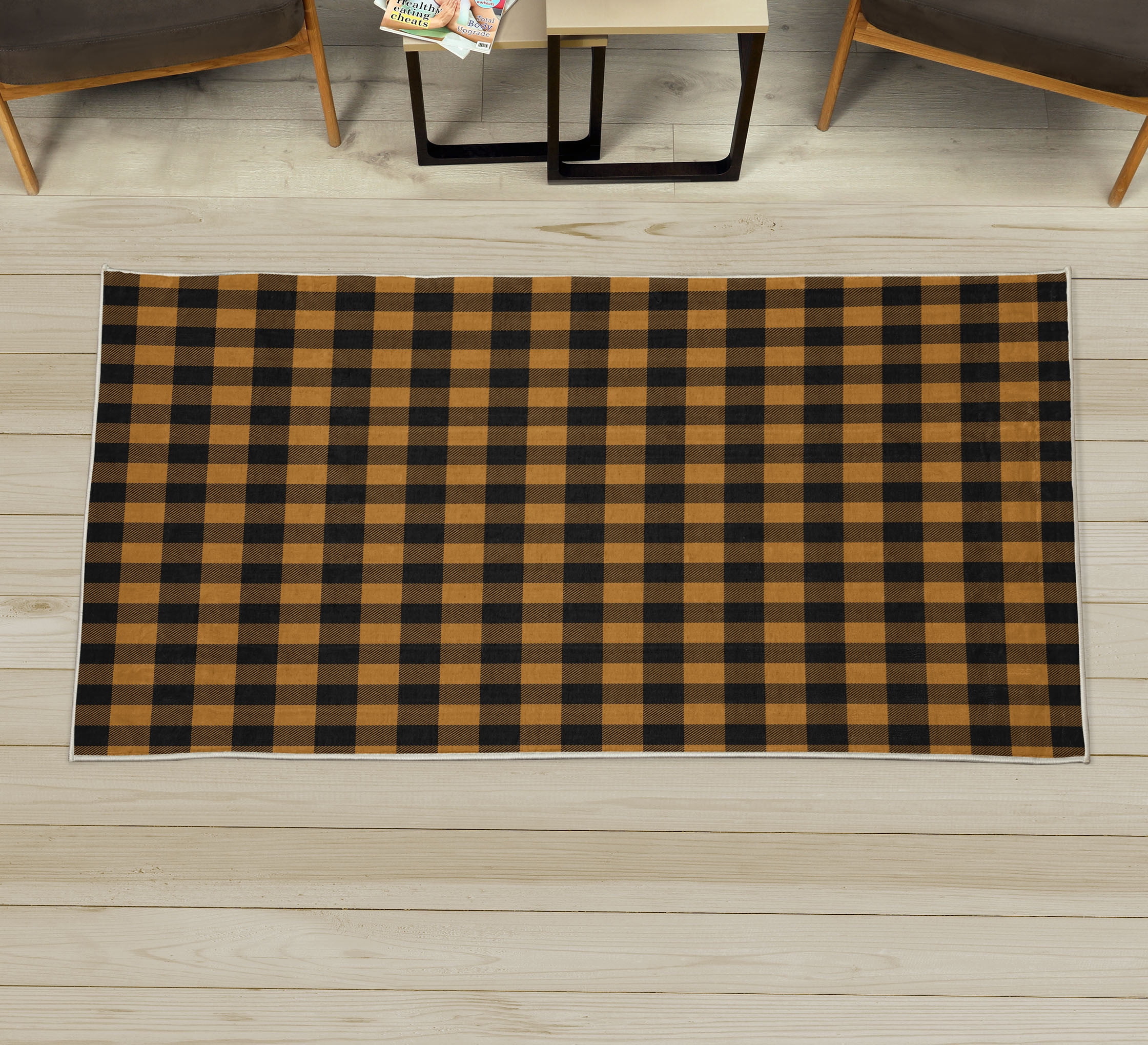 Plaid Decorative Rug, Lumberjack Fashion Buffalo Checks Pattern Retro ...