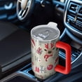 thumbnail image 6 of Beige Christmas Santa and Reindeer Pattern Tumbler with Handle and Lid,40oz Double Wall Vacuum Insulated Tumbler,Cups Gift for Women and Men, 6 of 7