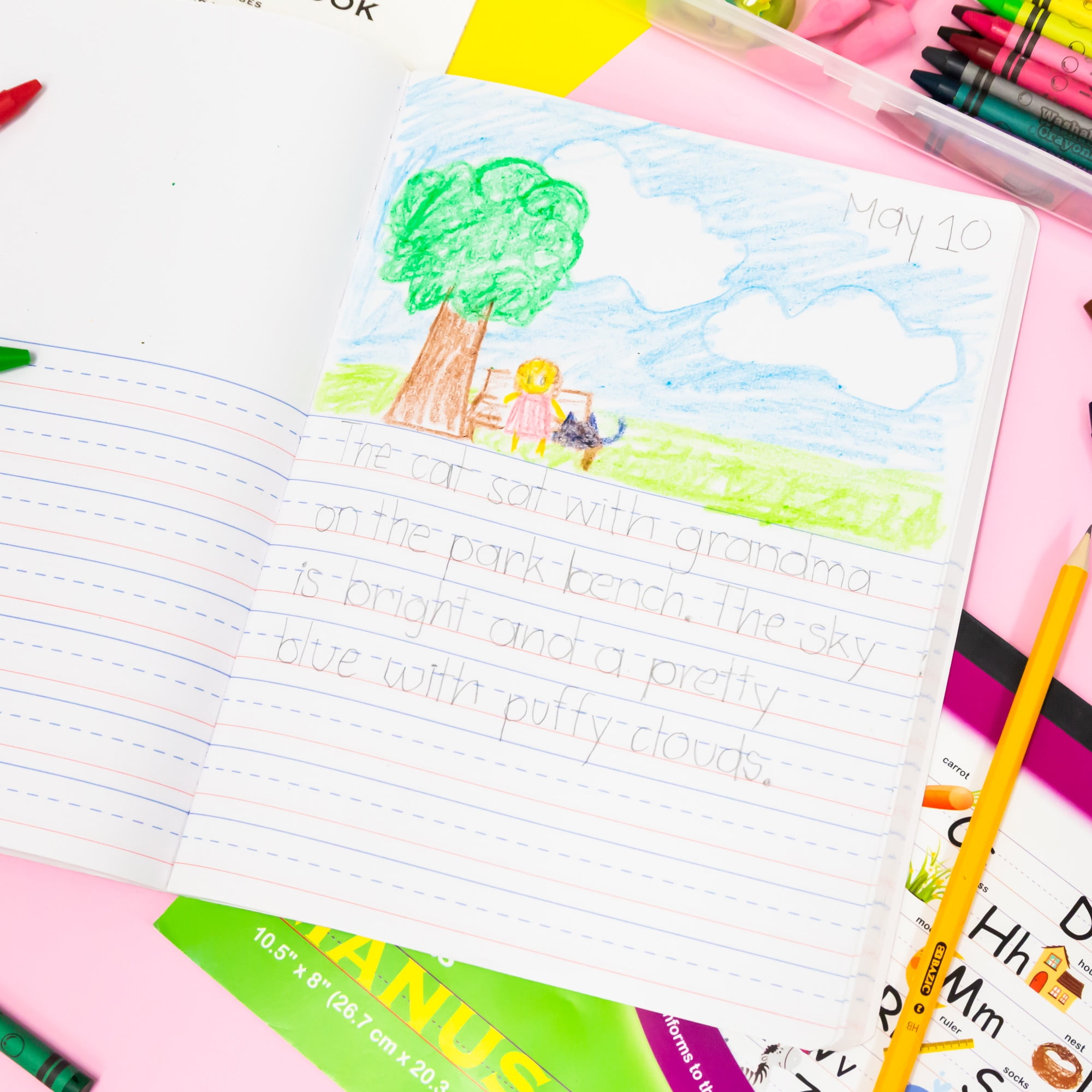 BAZIC Primary Journal Composition Book Marble, 100 Sheets, Grades K-2, 48-Pack